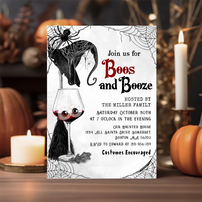 Invitation Boos Et Booze Adulte Halloween Parti Gothique (Créateur téléchargé)