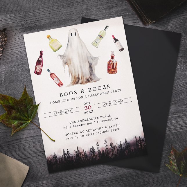 Invitation Boos et Booze | Drôle Fantôme Adulte Halloween Par (Créateur téléchargé)