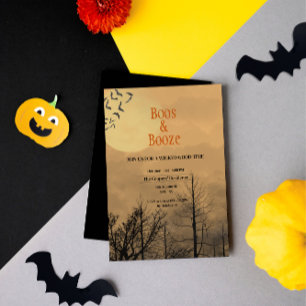 Invitation Boos et Booze Dusk Dark Woods Halloween Party