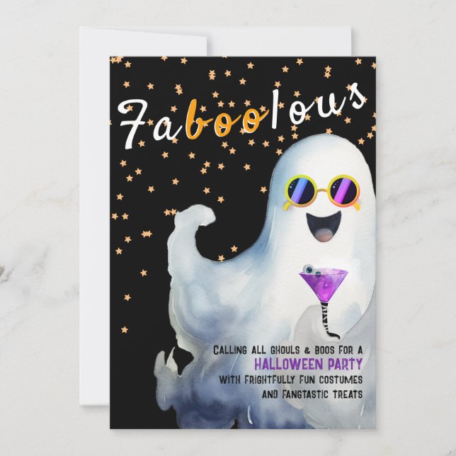 Invitation Boos et Booze Faboolly Adult Halloween Party (Devant)
