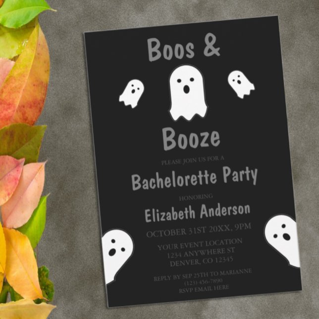 Invitation Boos et Booze Halloween Bachelorette Party (Créateur téléchargé)