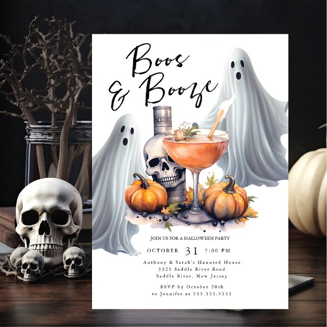 Invitation Boos et Booze Halloween Party (Créateur téléchargé)
