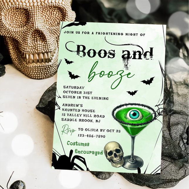 Invitation Boos Et Booze Parti D'Halloween (Créateur téléchargé)