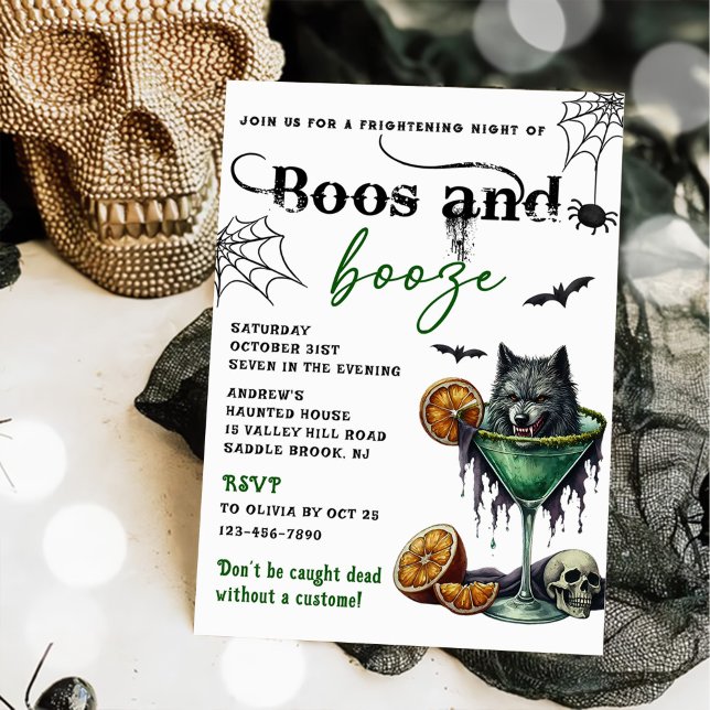 Invitation Boos Et Booze Parti D'Halloween (Créateur téléchargé)