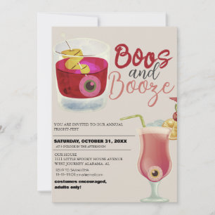 Invitation Boos et Booze Vintage Halloween Costume Party