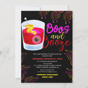 Invitation Boos et Booze Vintage Halloween Costume Party