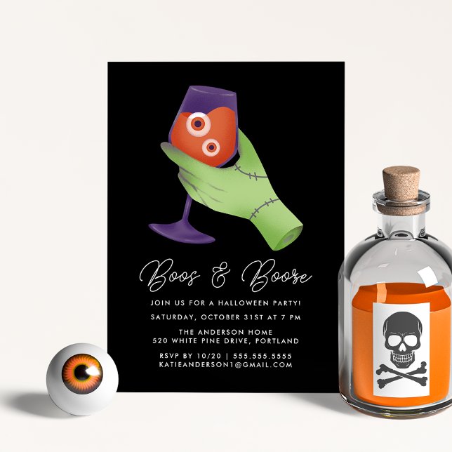 Invitation Boos et Booze Zombie Halloween Cocktail Party (Créateur téléchargé)