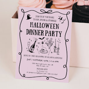 Invitation Boos et vaches roses Whimsical Soirée d'Halloween