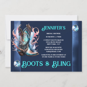 Invitation Boot bling   botte de cowboy iridescente brillance
