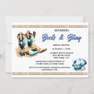 Invitation Boot bling   Bottes de cowgirl Diamond nuptiale oc