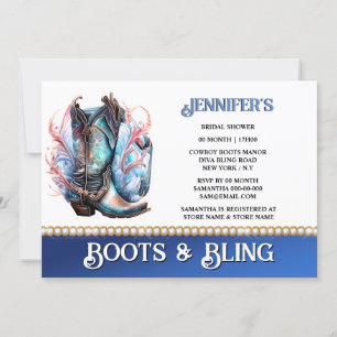 Invitation Boot bling   chaine brillante de botte de cowboy
