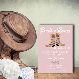 Invitation Boot Booze Cowgirl Boots Rose Bachelorette