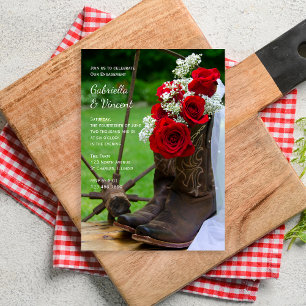 Invitation Boot de cowboy Rose rustique Western Engagement Pa