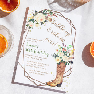 Invitation Boot florale Boho moderne fête d'anniversaire