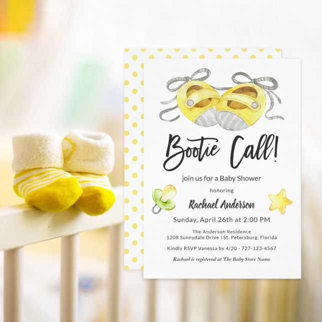 Invitation Bootie Call Whimsical Jaune Baby shower (Créateur téléchargé)