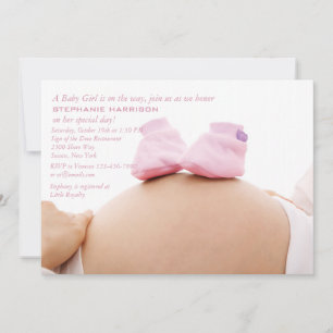 Invitation Booties roses sur le Baby shower du ventre Invitat