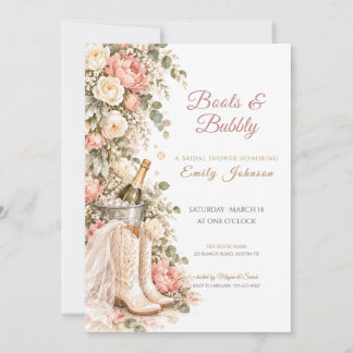 Invitation Boots and Bubbly Floral Cowgirl Bridal Shower