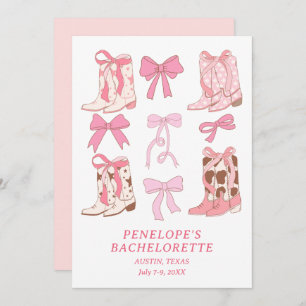Invitation Boots & Bows Rose Girl Bachelorette Party