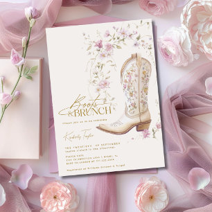 Invitation Boots & Brunch Fête des mariées Fleurs florales ro
