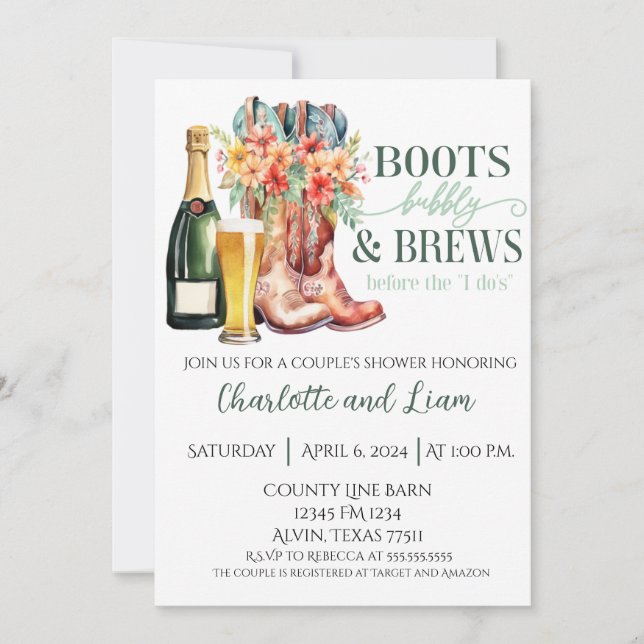 Invitation Boots, Bubbly, and Brews Before the I Do's (Devant)