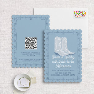Invitation Boots & Bubbly Blue Cowboy Fête des mariées