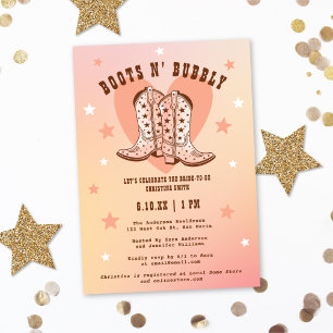 Invitation Boots & Bubbly Cowgirl Western Peach Fête des mari