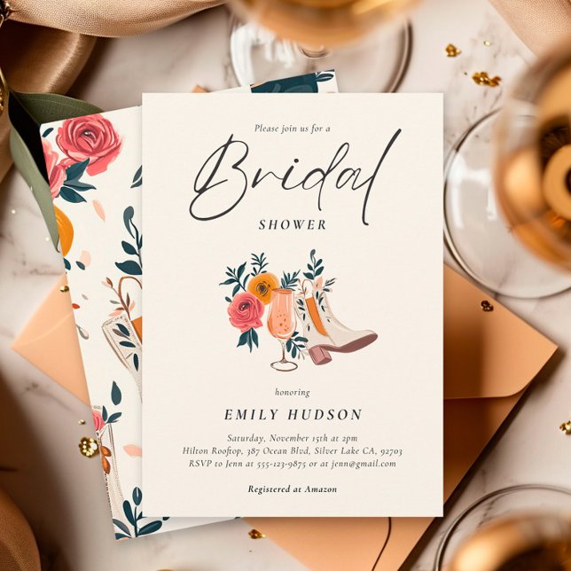 Invitation Boots & Bubbly Fête des mariées occidentale (Créateur téléchargé)