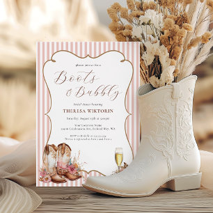 Invitation Boots & Bubbly Rose Western Cowgirl Enterrement de