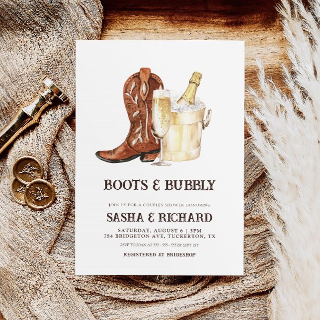 Invitation Boots & Bubbly Rustic Western Couples Douche (Créateur téléchargé)