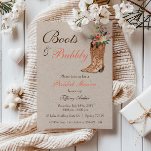 Invitation Boots & Bubbly Western Country Enterrement de Vie 