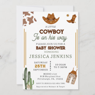 Invitation Boots Casquettes occidentaux de Cowboy Baby shower
