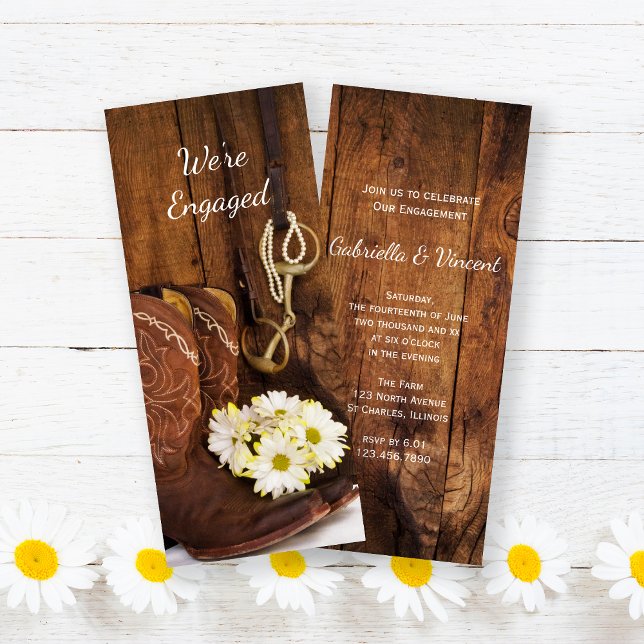 Invitation Boots Cowboy Daisers Horse Bit Engagement Party (Créateur téléchargé)