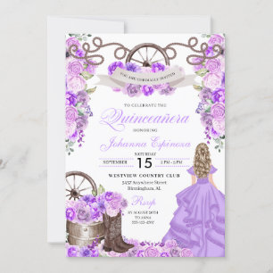 Invitation Boots de lilac Western Cowgirl Ranchero Quinceaner