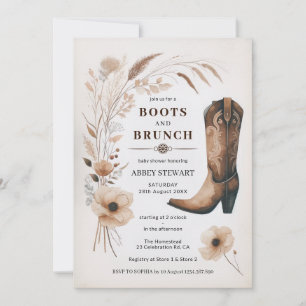 Invitation Boots d'invitation de Baby shower de fille-fille e