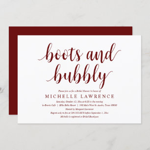 Invitation Boots et Bubbly, Fête des mariées Celebration Invi