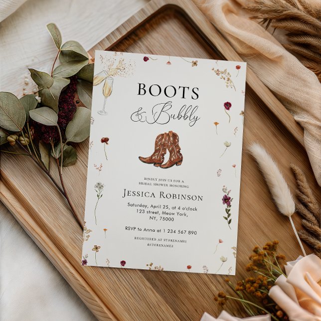 Invitation Boots fleurs sauvages et Fête des mariées occident (Créateur téléchargé)