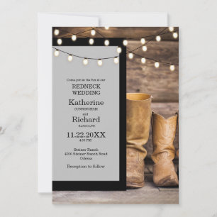 Invitation Boots Mariages cendres cendres éclat gris et noir