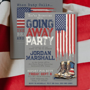 Invitation Boots militaires Drapeau GRAY Partir Farewell Part