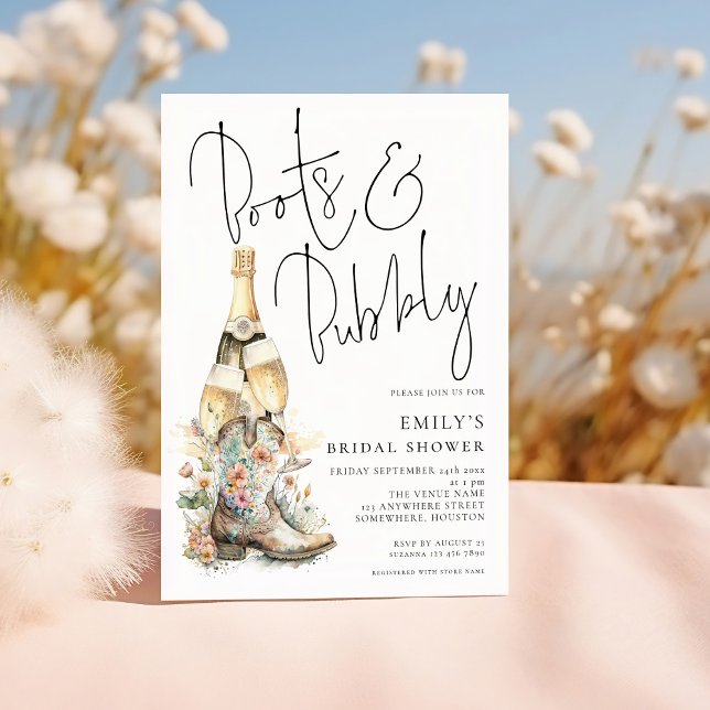 Invitation Boots modernes Bubbly Cowgirl Fête des mariées (Créateur téléchargé)