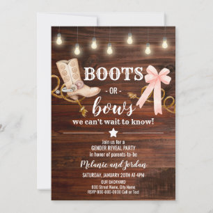 Invitation Boots or Bows Gender Revevela Party