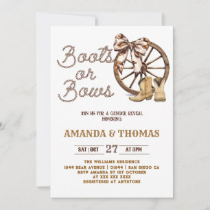Invitation Boots ou Rubans Annonce du sexe de bébé sur le thè