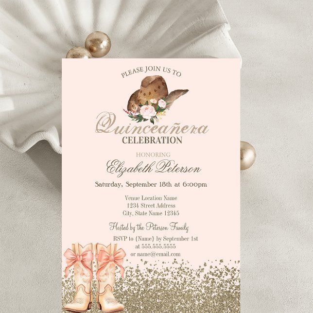 Invitation Boots Quinceañera  (Créateur téléchargé)