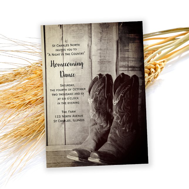 Invitation Boots rustiques Cowboy Danse à domicile (Créateur téléchargé)