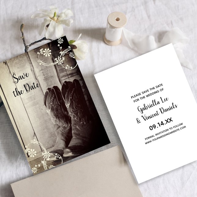 Invitation Boots rustiques Cowboy Mariage Occidental Enregist (Créateur téléchargé)