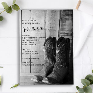 Invitation Boots rustiques Cowboy Pays Mariage occidental