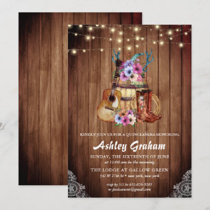Invitation Boots rustiques fille-fille Quinceañera 15e annive