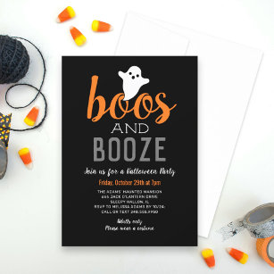 Invitation Booze Black Orange Adulte Halloween Party
