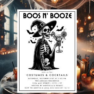 Invitation Booze Black White Adult Halloween Party