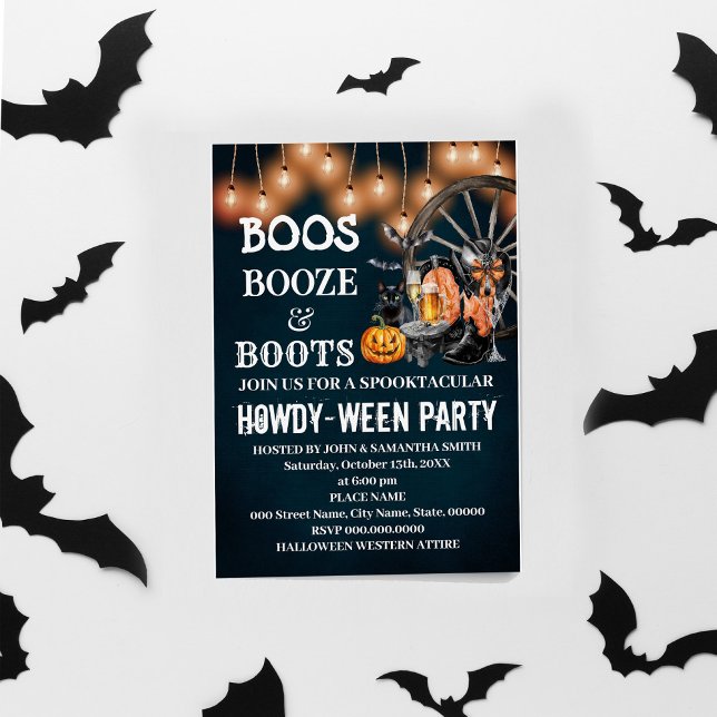 Invitation Booze & Boots Western Halloween Bash (Créateur téléchargé)