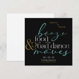 Invitation Booze d'or turquoise Aliments Mauvaise Danse Dépla